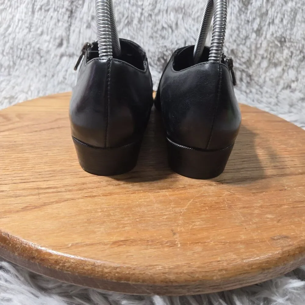 Munro American Proper Leather Heels Womens Size 7.5M Side Zip Black Shoes #6384